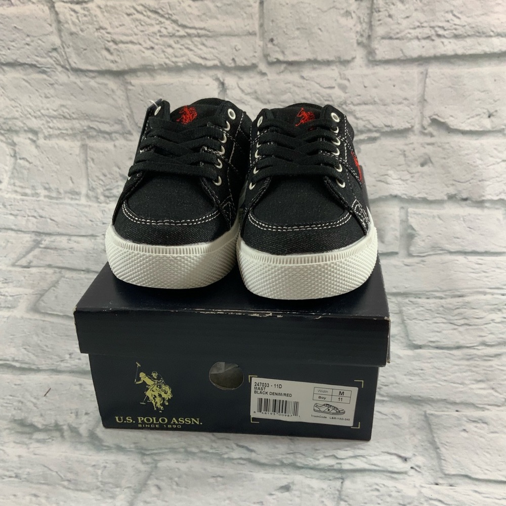 US Polo Assn Boy Mast Black Denim/ Red Size 11D